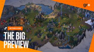 A green map with plenty of fog of war in Heroes of Might and Magic: Olden Era, with the GR+ Big Preview frame