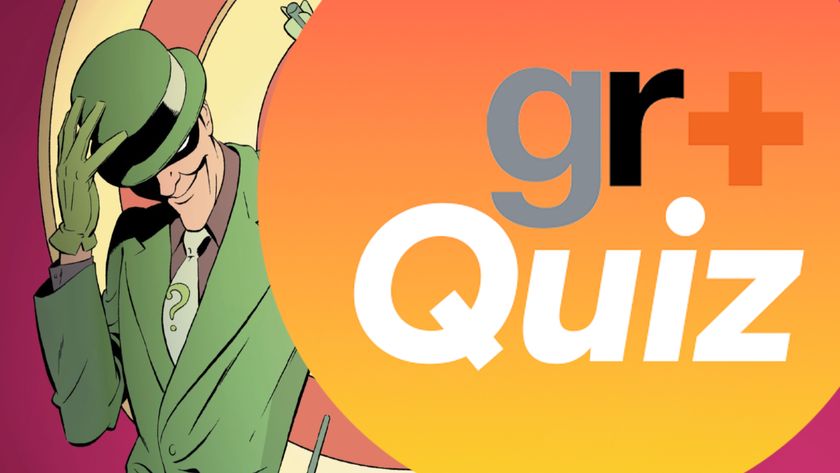 An image of the Riddler from DC Comics with the GamesRadar+ quiz logo over the top